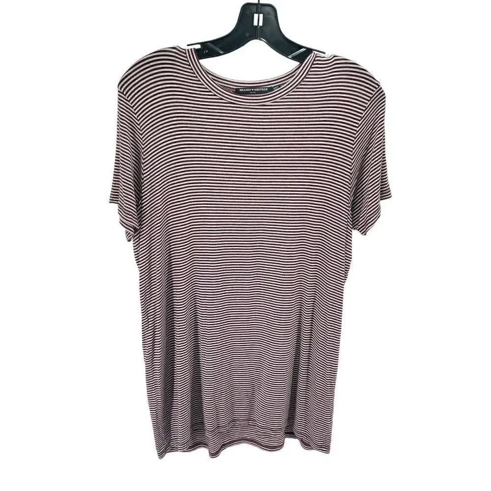Brandy Melville modal Tunic dress Top Stretch Striped Maroon White One Size